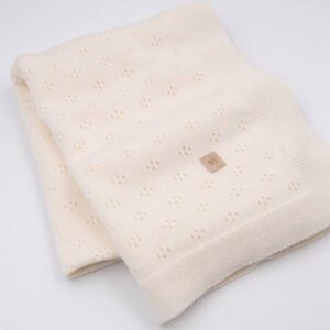 Bamboom - Couverture en tricot perforée crème
