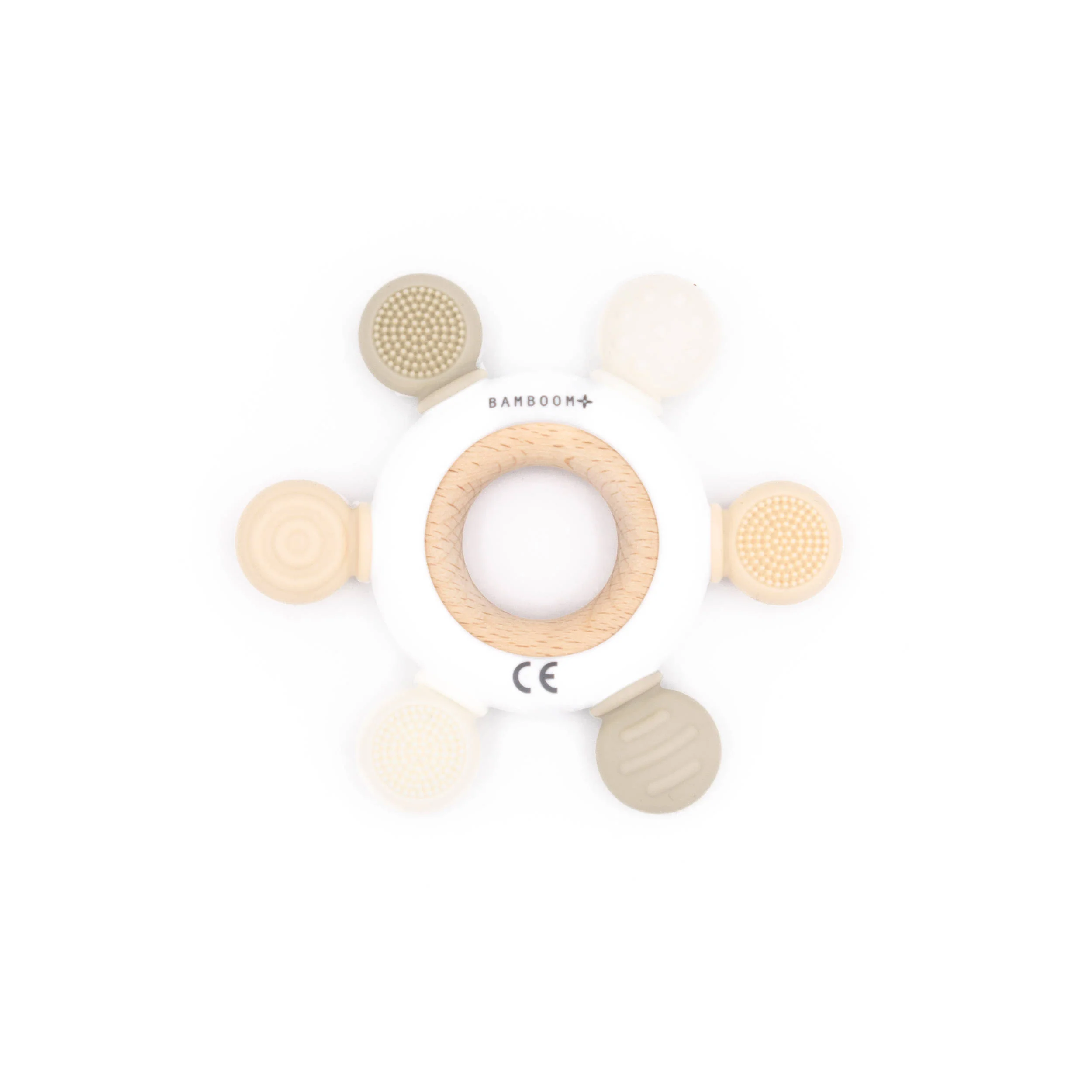 Bamboom - Anneau de dentition en bois et silicone - Beige
