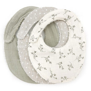 Baby Shower - Lot de 3 bavoirs - Olive Bloom